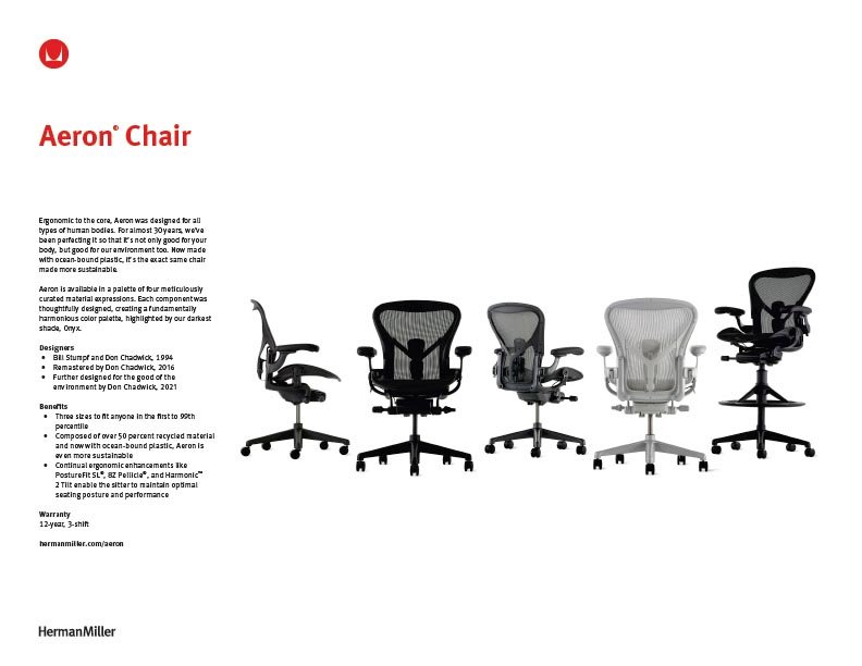 Aeron Chair product sheet